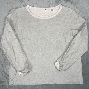 Levis Thick Top Womens Small Heather Gray Long Sleeve‎ Pullover Cozy